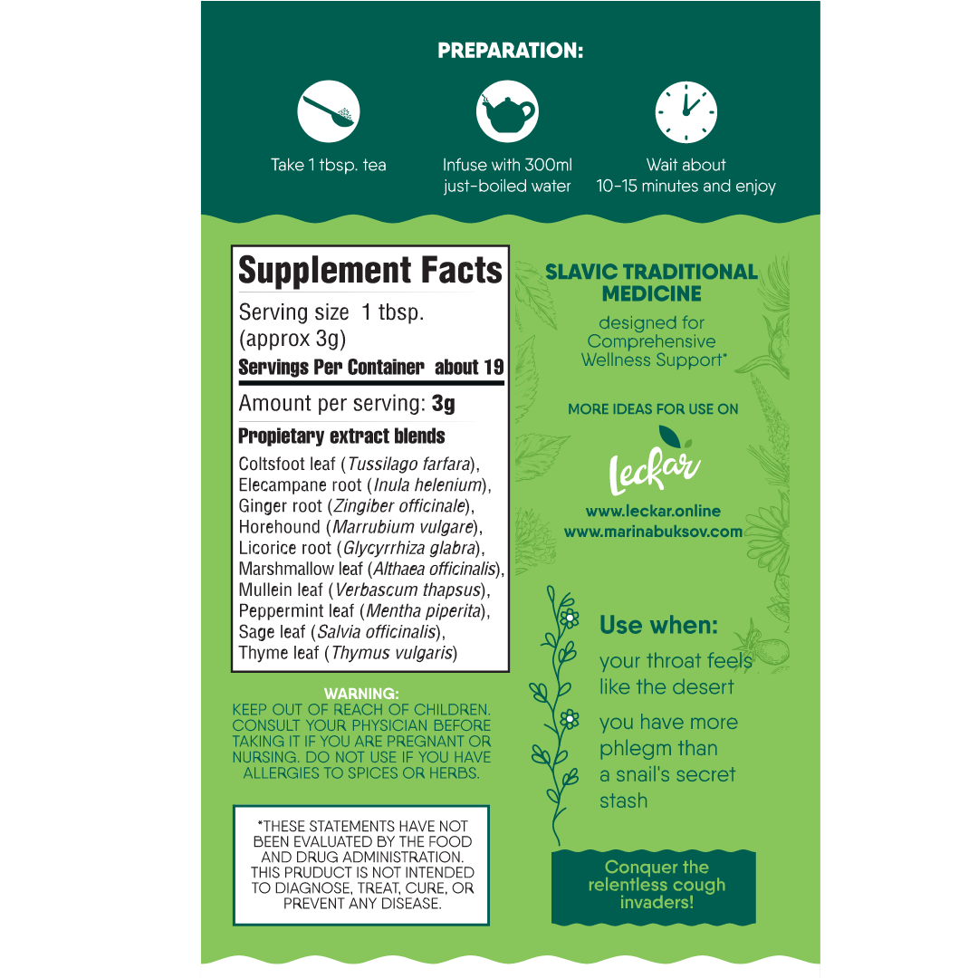 Cough go away Herbal supplement (60 dosages)/Herbal Tea (2 oz)